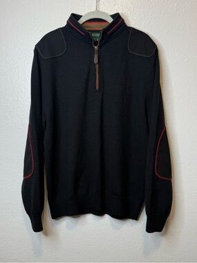 Orvis Merino Wool Quarter Zip Sweater Shoulder & Elbow Patches Size Medium